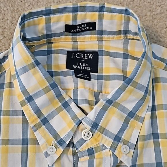J. Crew Men's Slim Untucked Performance Casual Plaid Work Long Sleeve Shirt L - Picture 4 of 10
